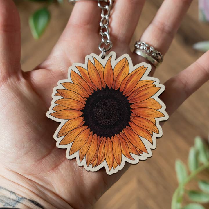 Sunflower Keychain for wholesale by Hayley Jade Design Studio