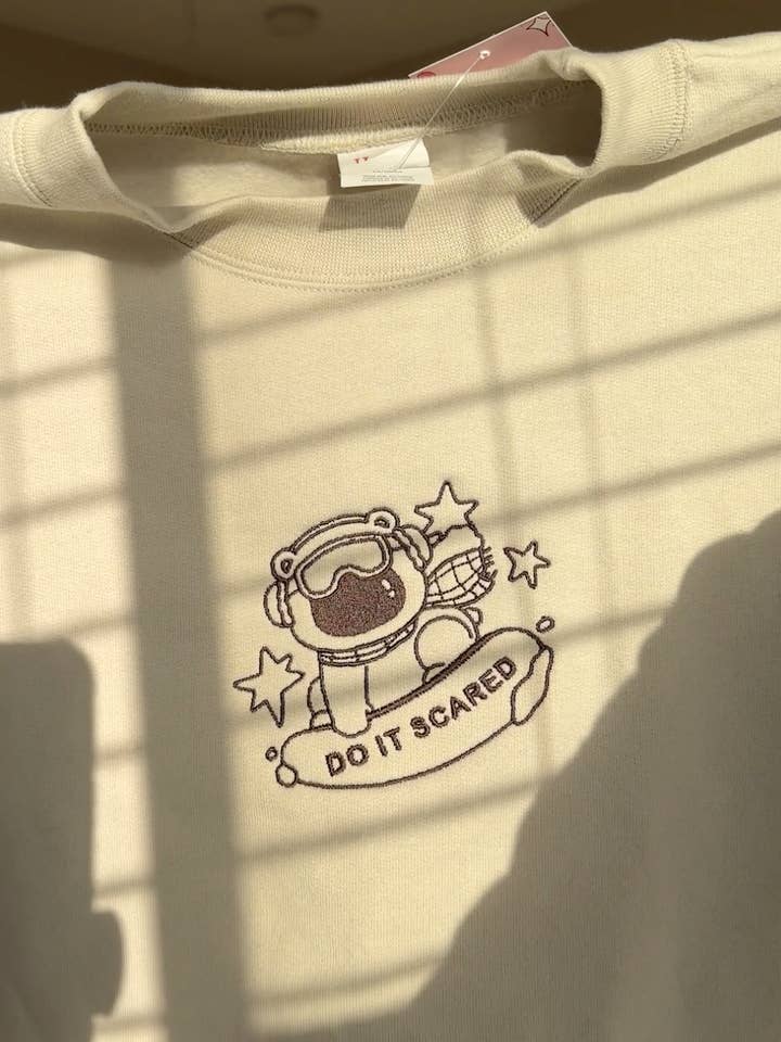 Overthinker Apparel - Wholesale Graphic Sweatshirt - Unisex - Do It Scared Embroidered Oversized Crewneck Sweatshirt3