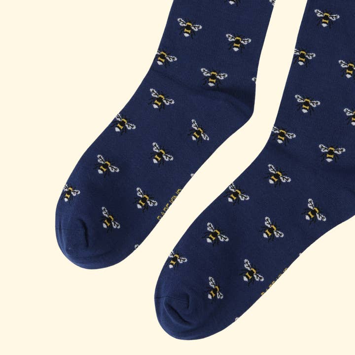 Bare Kind Socks - Vendita all'ingrosso Calzini - Unisex - Calzini con motivo ape piccolo | Calzini in bambù blu3