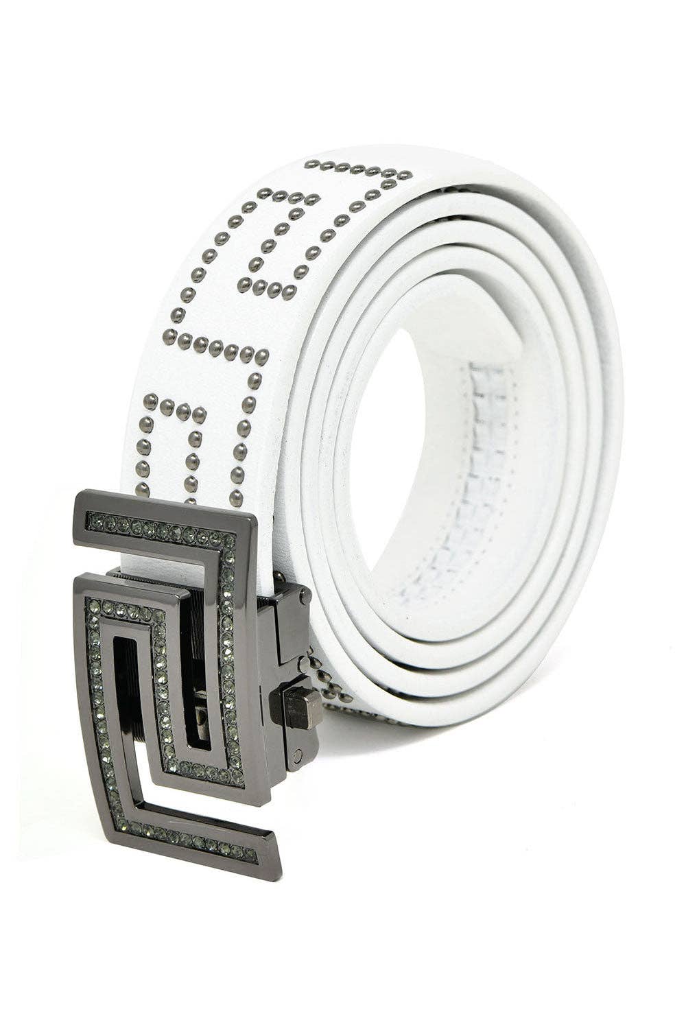 BARABAS - Wholesale Belt - Women's - Rhinestone Greek Pattern Buckle Belts BK8147