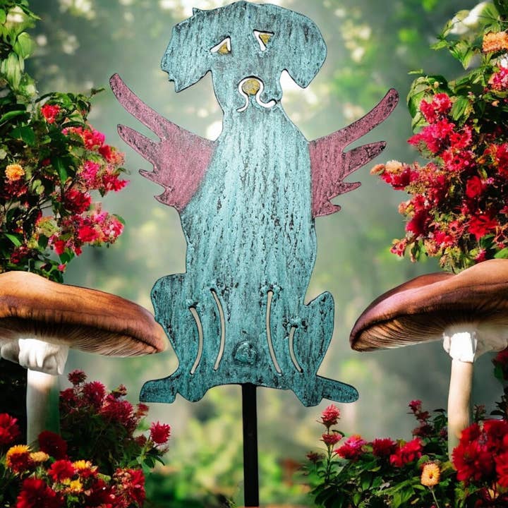 Angel Dog Plant stake Pet memorial garden décor lawn stake for wholesale by Whimsies