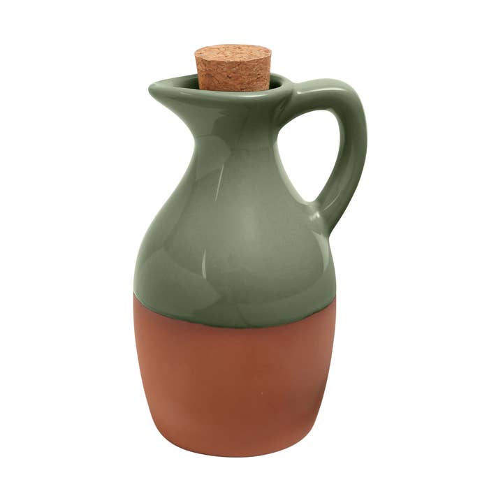 Sintra Glazed Terracotta Oil Drizzler - Olive Green for wholesale by Dexam