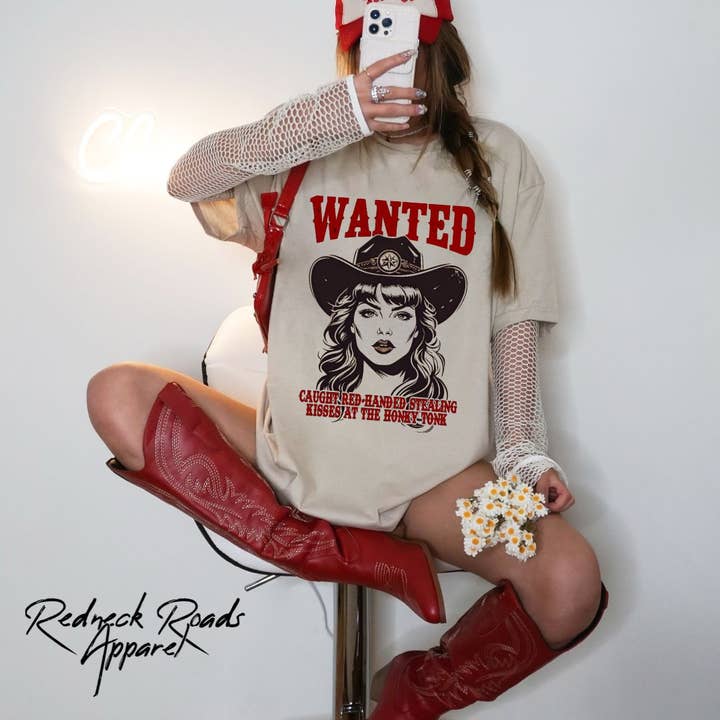 WANTED for Stealing Kisses Tee for wholesale by Redneck Roads Apparel