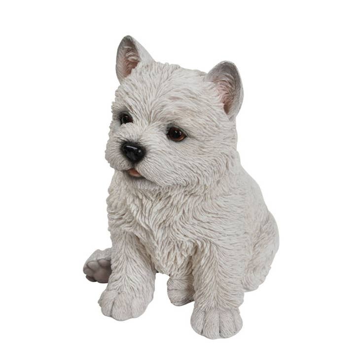 Hi-Line Gift Ltd. - Wholesale Outdoor Ornament/Decor - Pet Pals: White Terrier Puppy Statue2