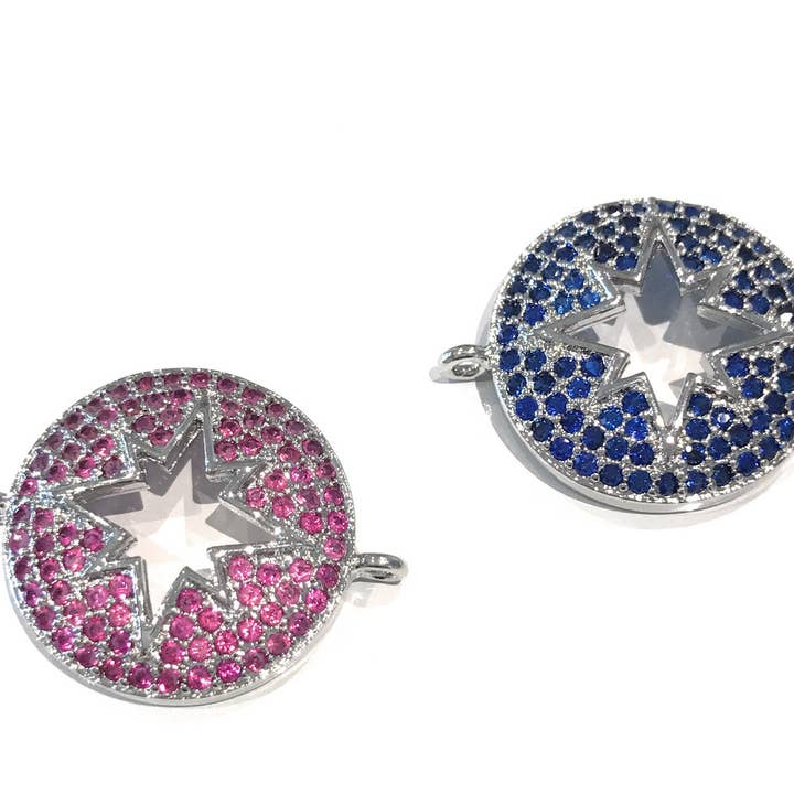 Stjärnkontakt, North Star Connector, CZ-kontakt, Pave Connector, Smycken fynd, Smycken Supplies, Armbandskontakt, DIY smycken för wholesale av Akstar Gems