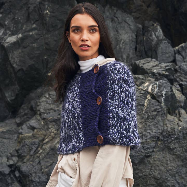 Marl Hand Knit Neck Warmer with Large Wood Buttons for wholesale by Emilime