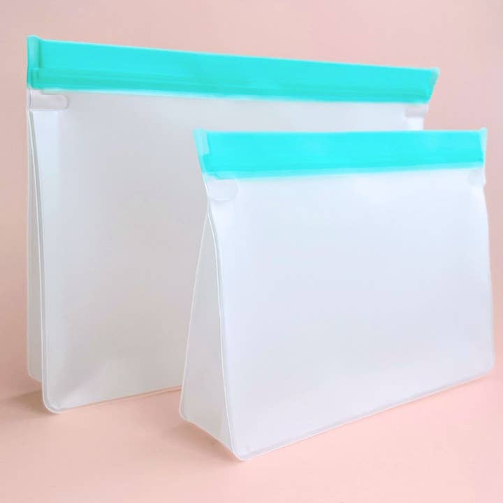 Lot de 2 sacs à collation réutilisables en silicone | Let's Sit Together pour la vente par Tiny Gift Society