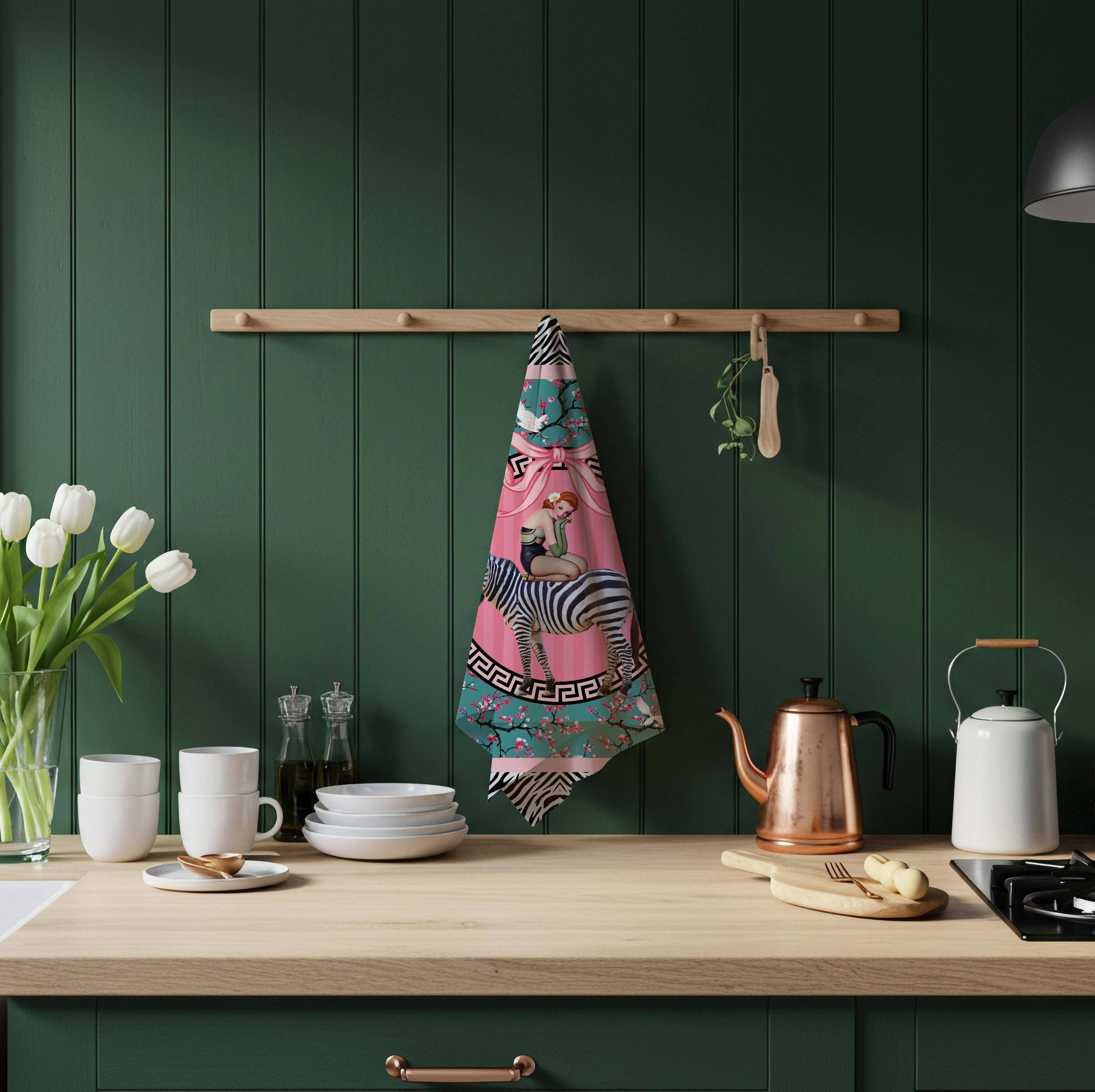 Queen K - Wholesale Tea towel - Gigi Cherry Blossom Linen Tea Towel2