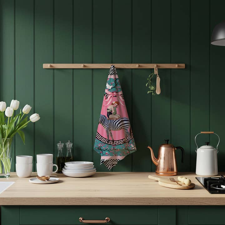 Queen K - Wholesale Tea towel - Gigi Cherry Blossom Linen Tea Towel2