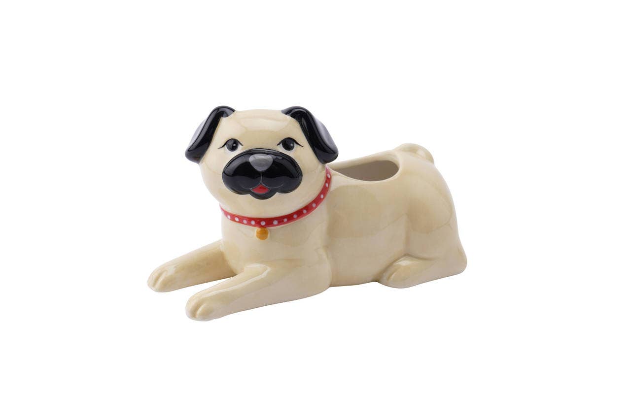 CGB Giftware - Wholesale Plant Pot - Floral Prints Pug Mini Planter1