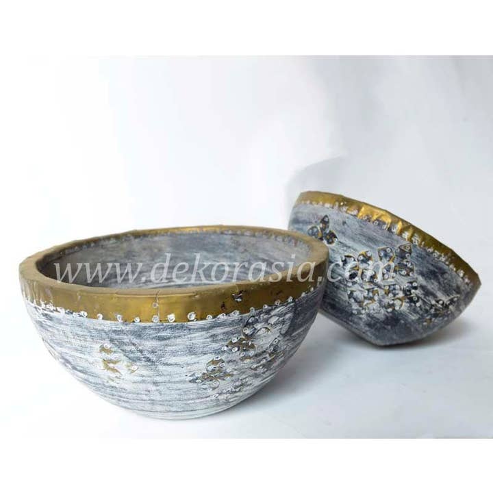 Schale Holz White Wash 3er Set, Holzschale, handgefertigte Holzschale, Teakholz Obstschale, Holz Bastelschale, Schale Holz weiß handgemacht für den Großhandel von Dekor Asia Indonesia