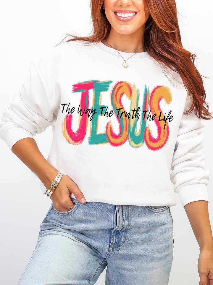 Brushstroke Jesus Heavy Blend Crew Sweatshirt for wholesale by Wholesale Accessory Market