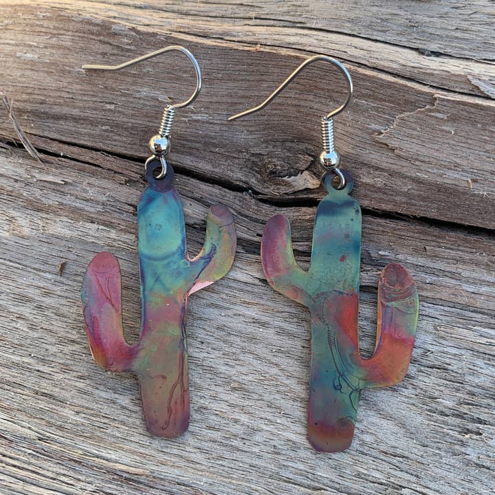 Western Cactus Copper Earrings for wholesale by Positive Shine Jewelry
