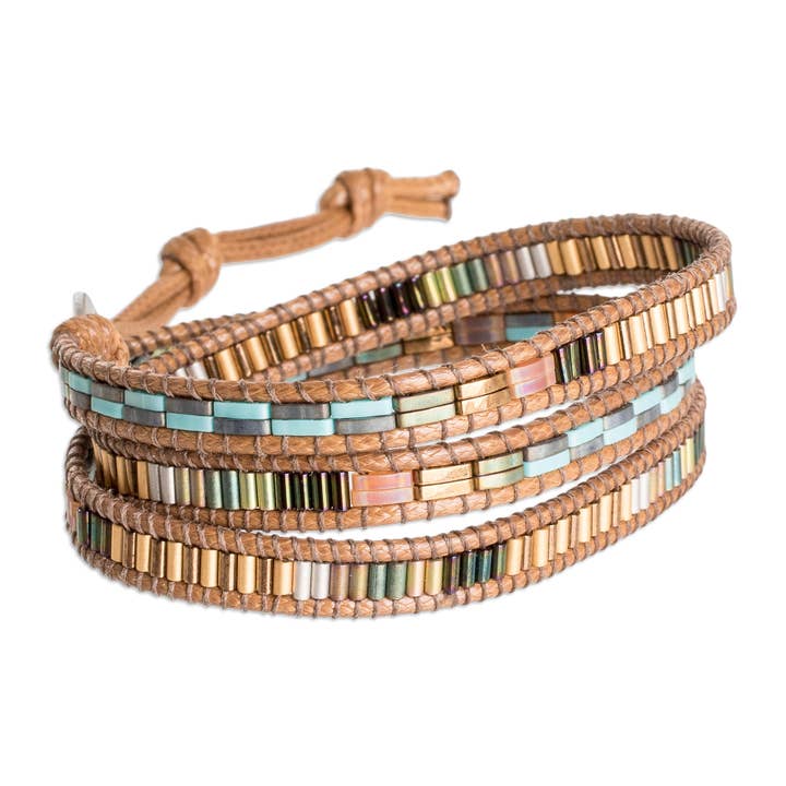 NOVICA - Wholesale Beaded Bracelet - San Cristobal In Autumn Glass Beaded Wrap Bracelet2