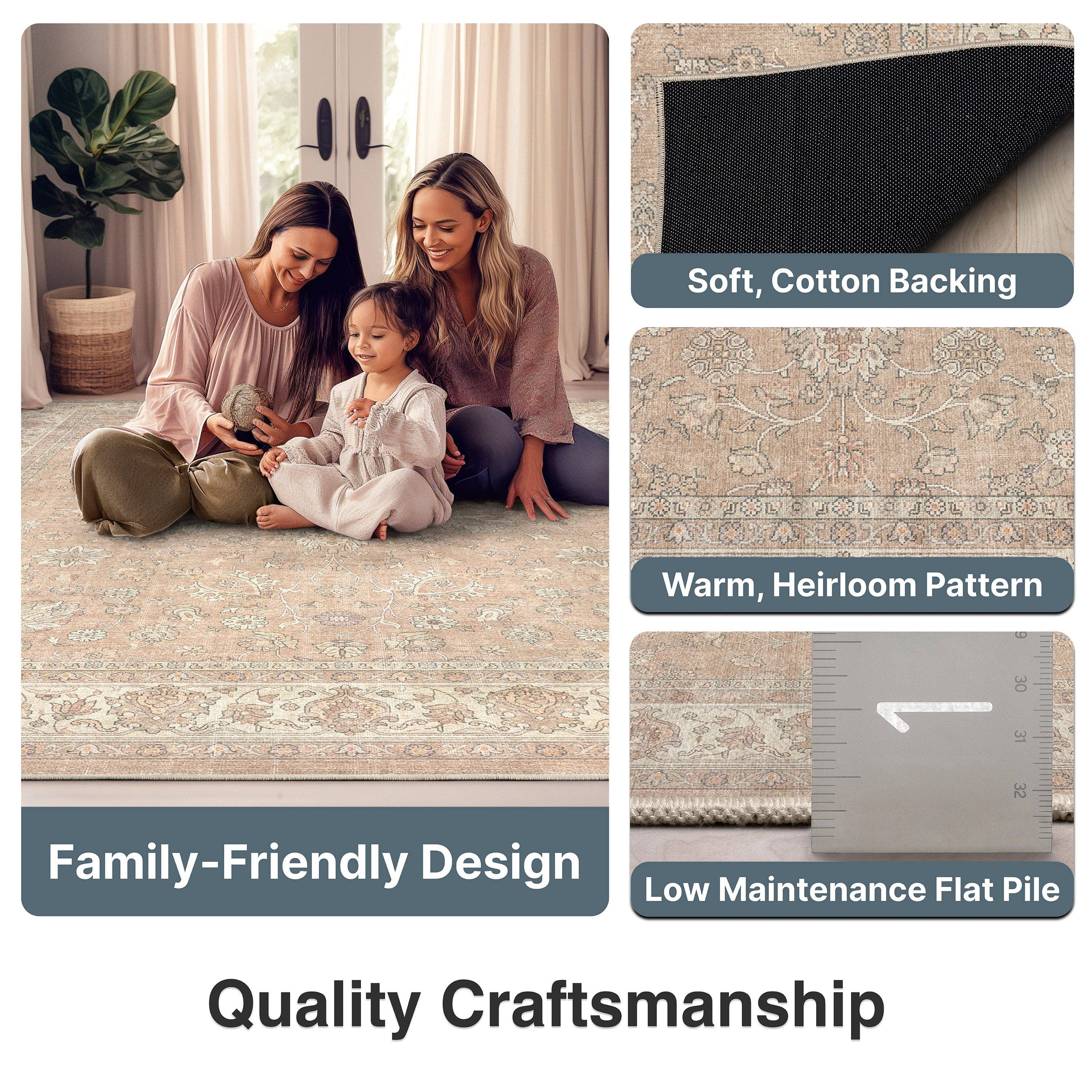 Well Woven - Wholesale Runner Rug - Custom Size Stair Runner Rome Floral Beige Choose Length6