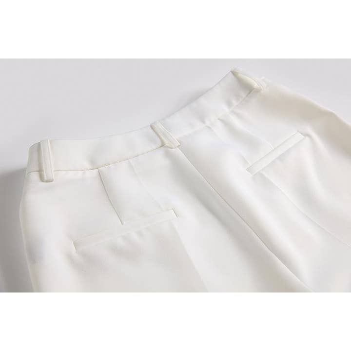 Calista White Rhinestone Arm Blazer & Pant Two Piece Set for wholesale on Faire