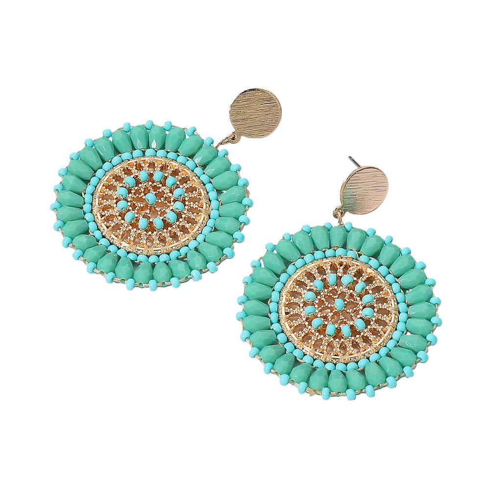 Sensibling Corp. - Wholesale Dangle Earrings - Boho Faceted Beaded Mandala Dangle Earrings
5