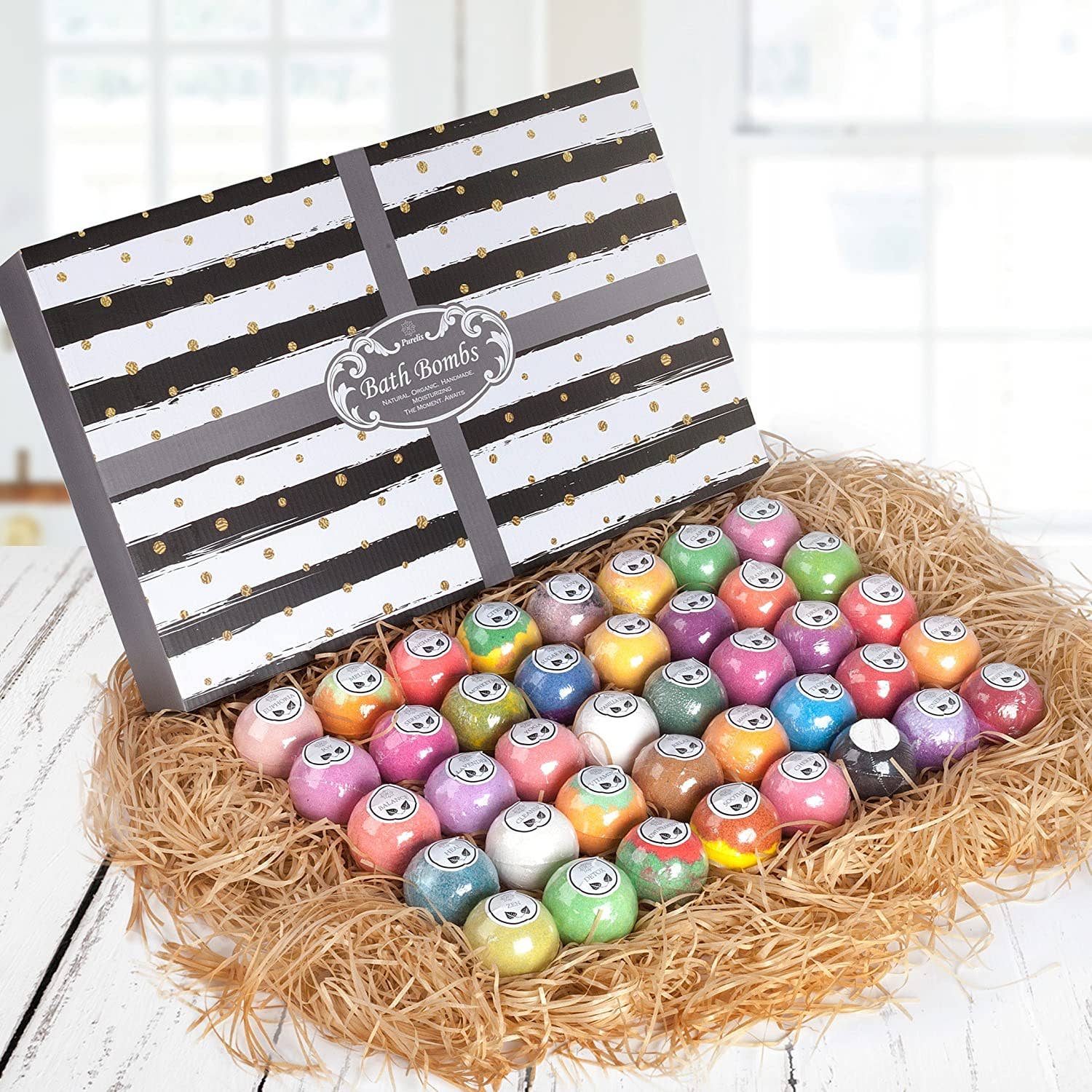 Pure Parker - Wholesale Bath Bomb/Fizz - Purelis 40 Natural Bath Bomb Gift Set. Natural, Moisturizing1