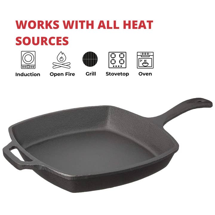 Style Asia - Wholesale Cast Iron Skillet - Jim Beam 10.5" Pre Seasoned Cast Iron Square Pan