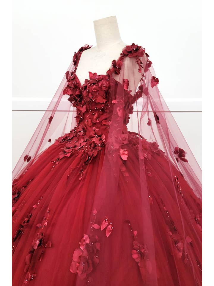 Chicas - Venta al por mayor Vestido de fiesta - Mujer - Vestido de Quinceañera con Flores y Capa Dividida CHF30187