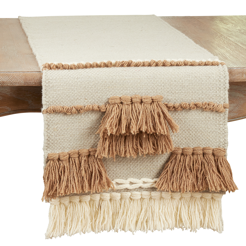 Fennco Styles – Engroshandel Bordløber – Naturlig tekstureret Boho uld 16 „x72" bordløber0