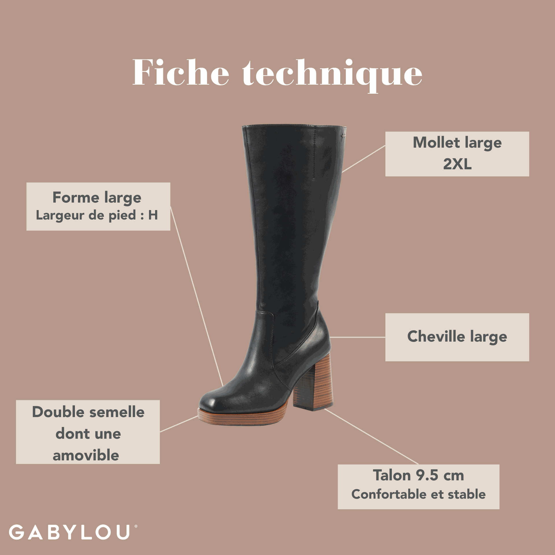 Gabylou - Wholesale Boots - Women's - 2XL Boots for Wide Calves - Model Melissa10