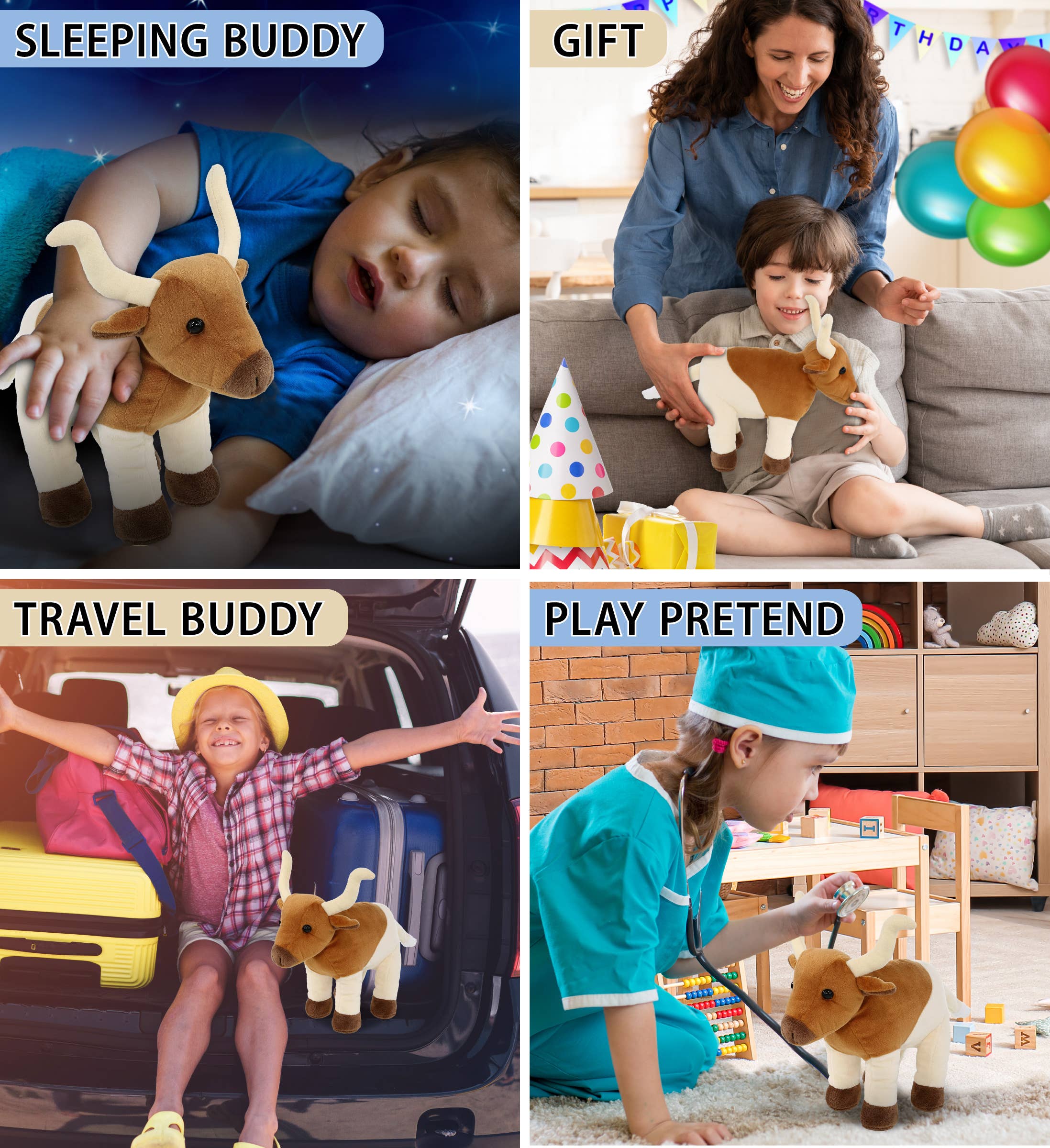 Cota Global - Wholesale Stuffed/Plush Toy - Kids & Baby - Plush - Standing Longhorn 7"3