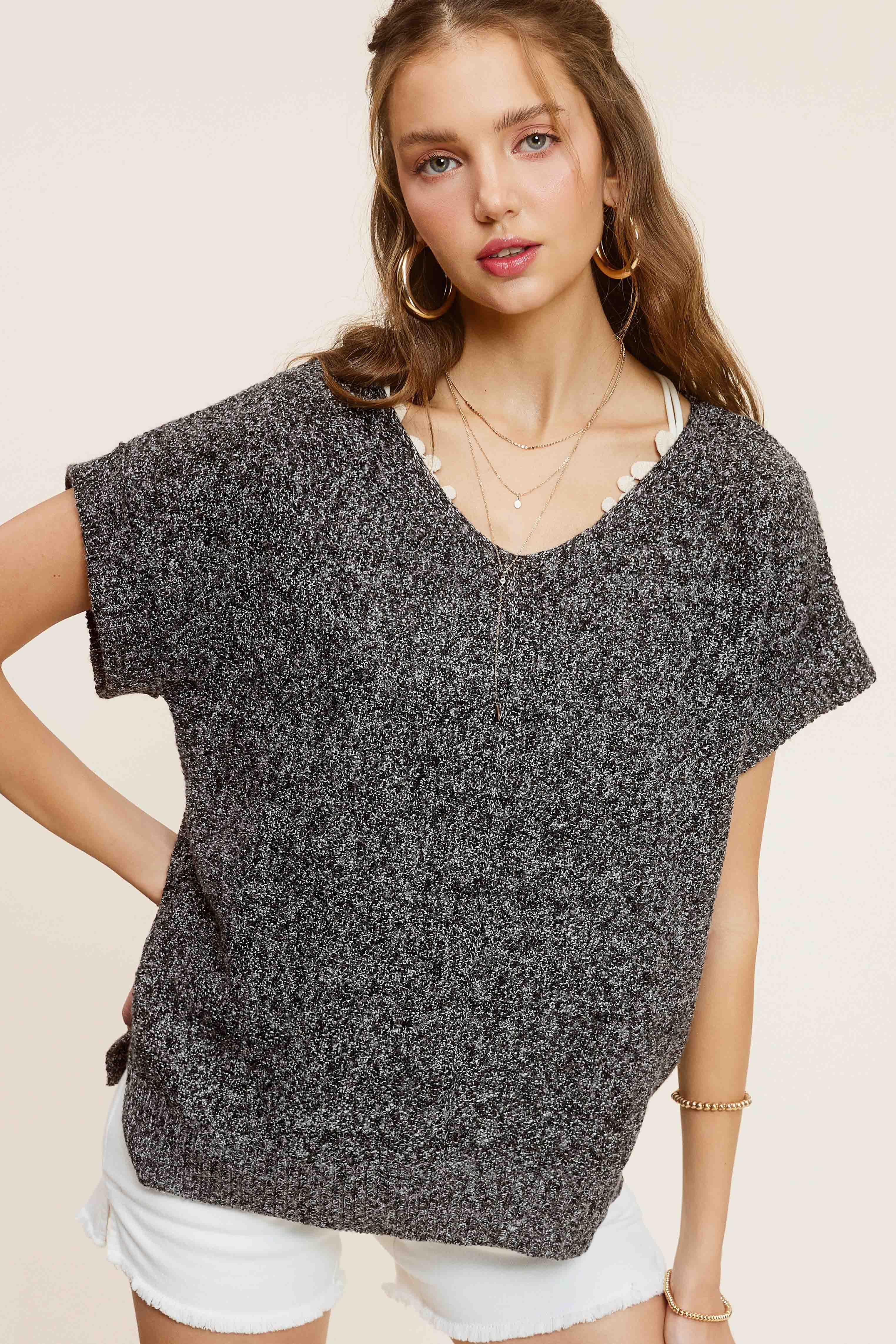 La Miel - Wholesale Knit Sweater - Women's - MCS3580-Soft Lightweight Loose Fit Textured Pullover Sweater17