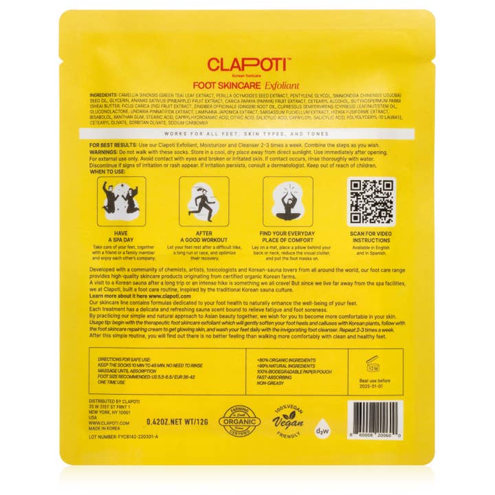 Clapoti - Wholesale Foot Mask - Certified Organic Cleansing Foot Masks, renew and repair