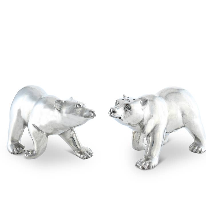 Vagabond House - Wholesale Salt & Pepper Shaker Set - Pewter Polar Bear Salt & Pepper Shaker
