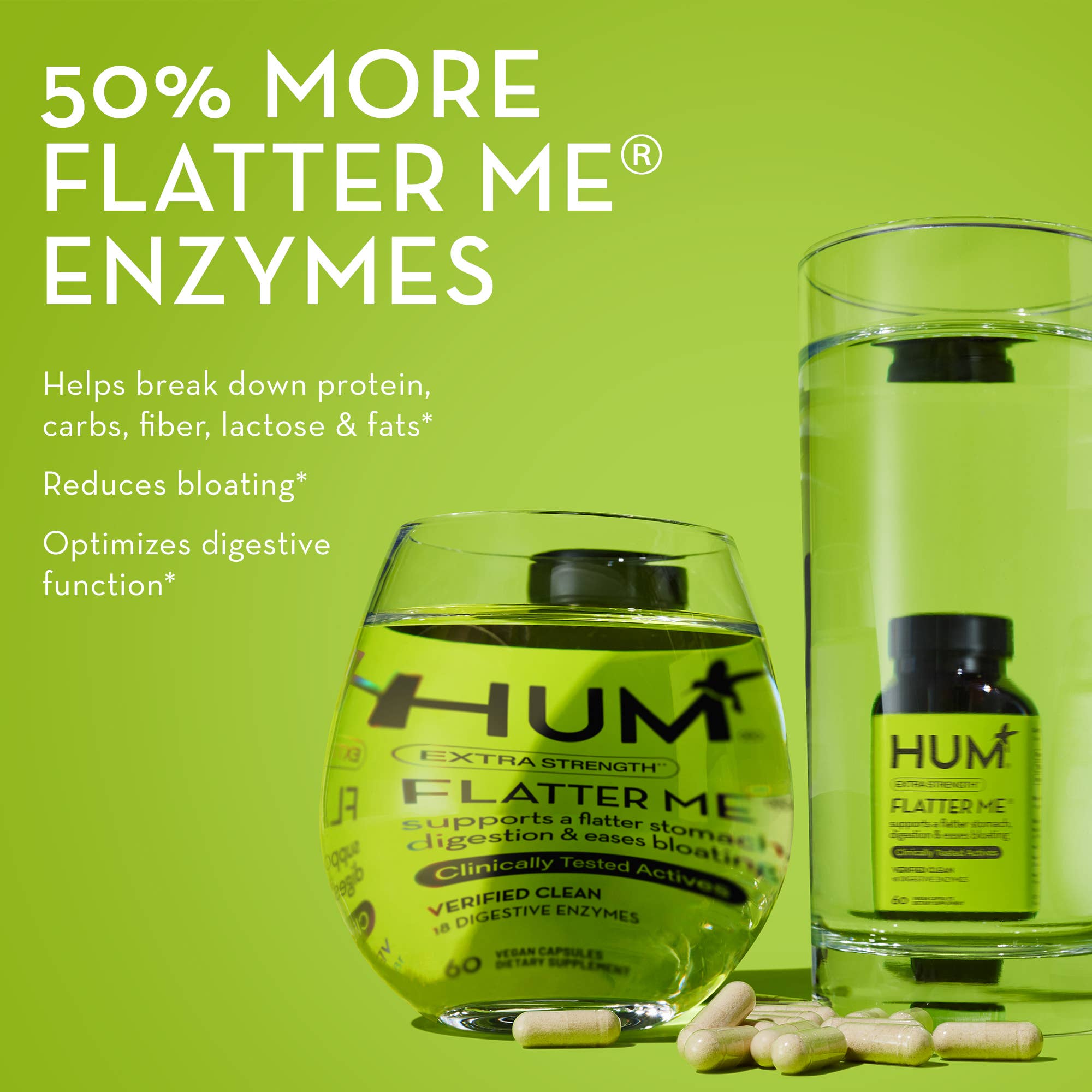 Hum Nutrition - Wholesale Oral Supplement/Vitamin - FLATTER ME EXTRA STRENGTH DIGESTIVE ENZYMES CAPSULES6