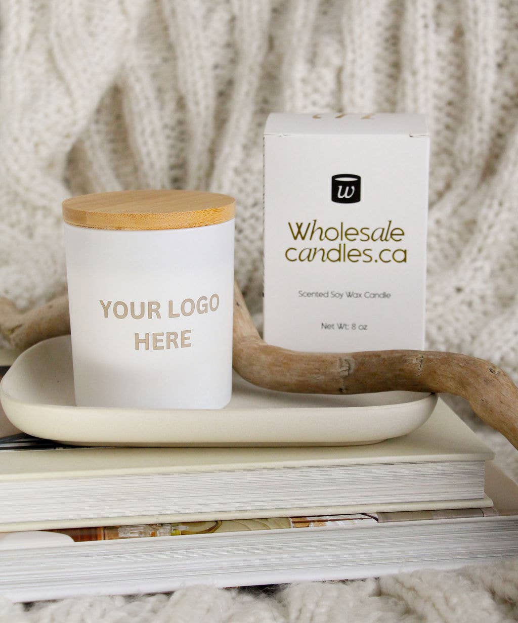 Wholesale Candles - Wholesale Jar/Filled Candle - 8 oz Custom Engraved White Candles | Best Seller Scents 1