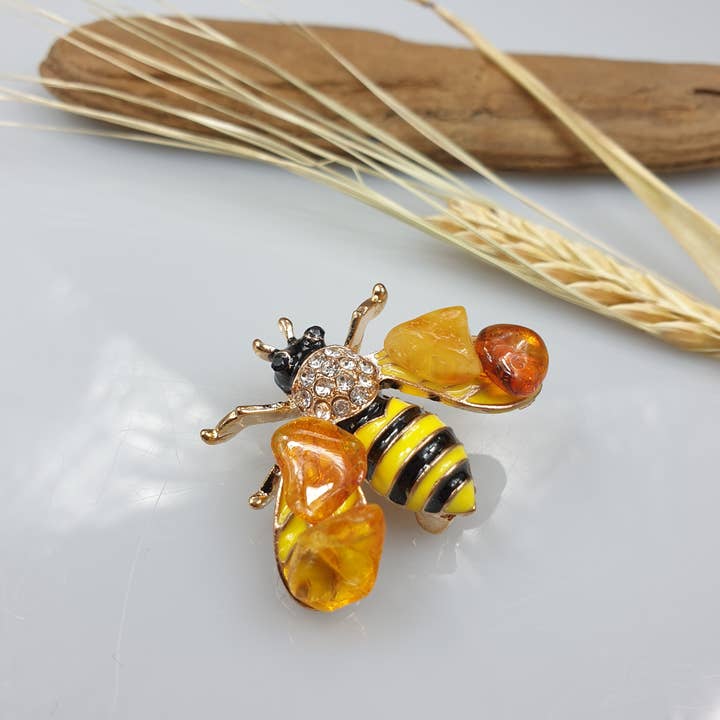 AmberLithuania - Venta al por mayor Broches - Broche de abeja con ámbar2