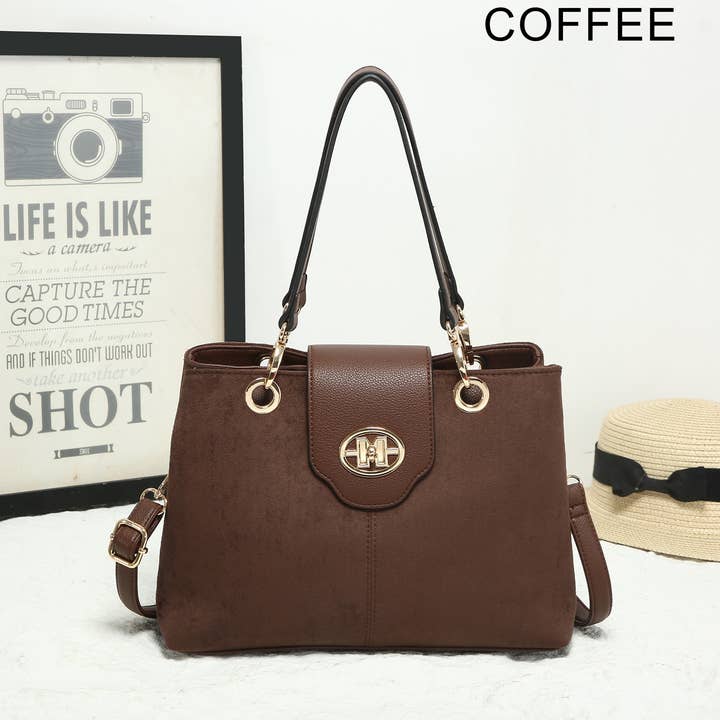 25452 Sac cabas à trois compartiments en suédine végane pour la vente par House of Milano