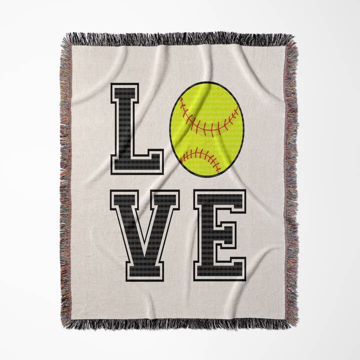 3dRose - Wholesale Throw Blanket - 3dRose, Print of Love Softball, Blanket0