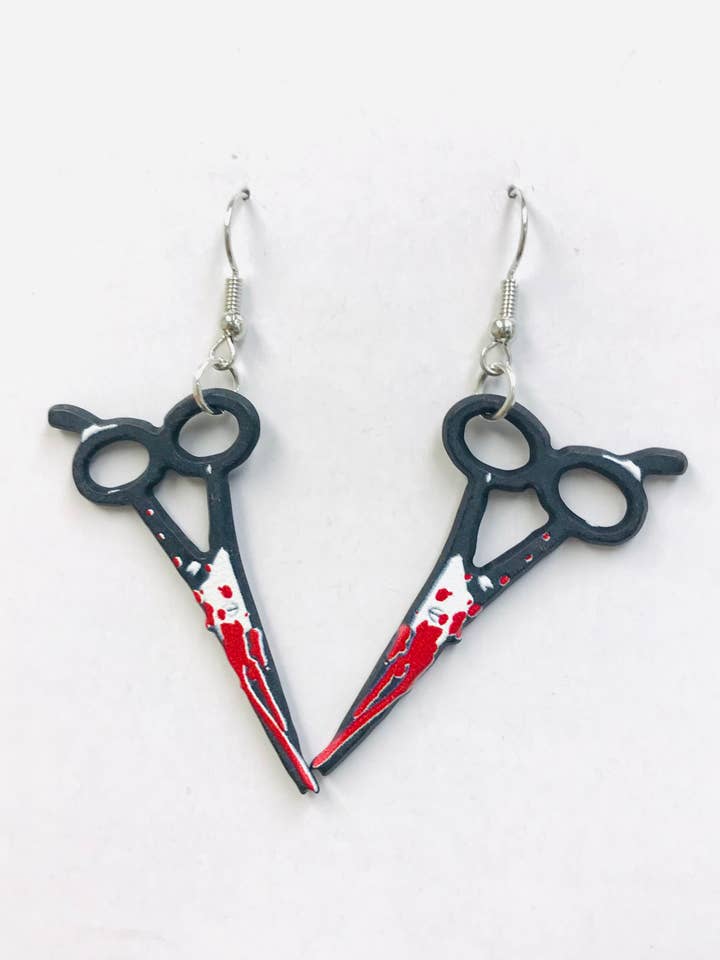 Bloody Scissors Earrings Horror Halloween for wholesale by SimpleNGreat