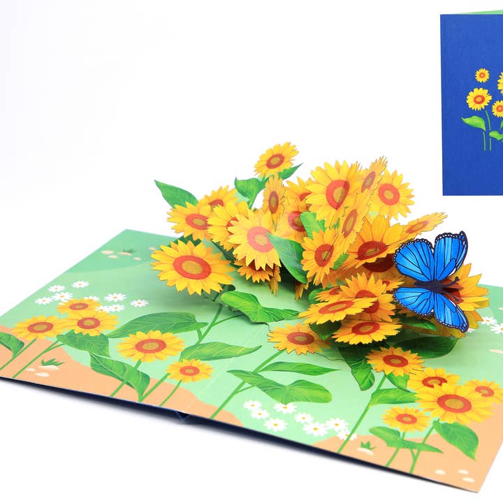 SUNFLOWERS 2 Pop Up gratulationskort för wholesale av Origamo