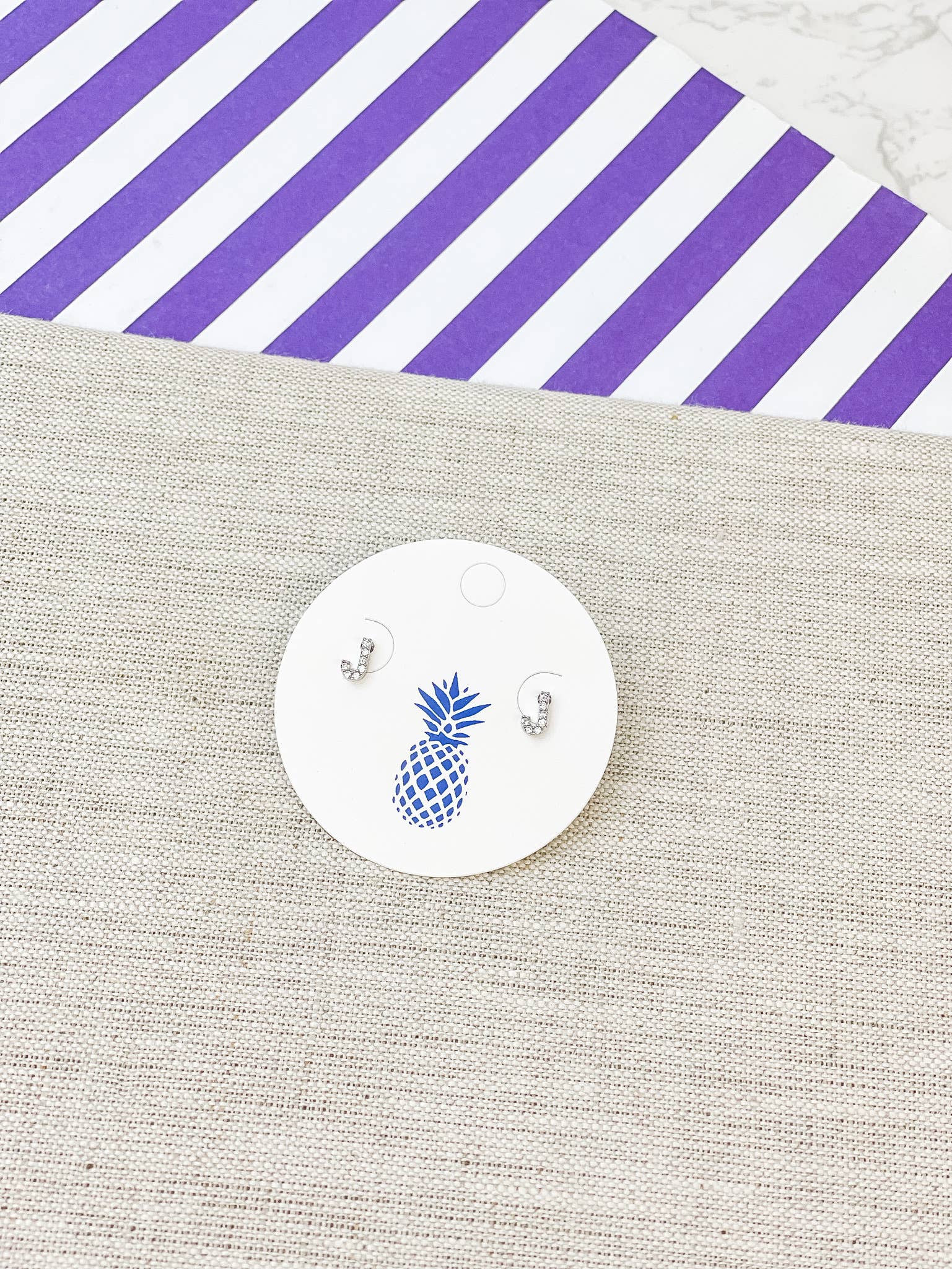 Prep Obsessed Wholesale - Wholesale Stud/Post Earrings - Cubic Zirconia Initial Stud Earrings- White Gold8