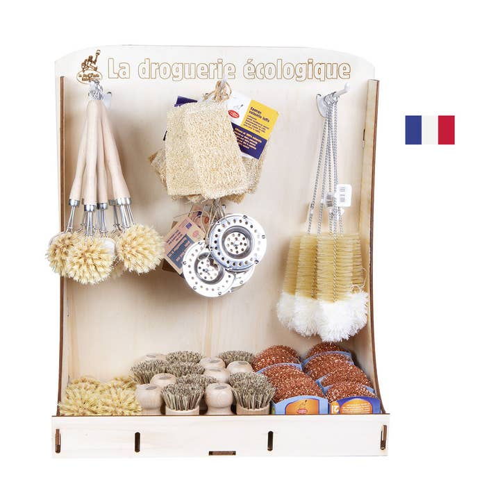 Ecodis - Grand Beau – Engroshandel Rengøringsbørste – Stativ til Opvaskegrej i Poppeltræ - La Droguerie0