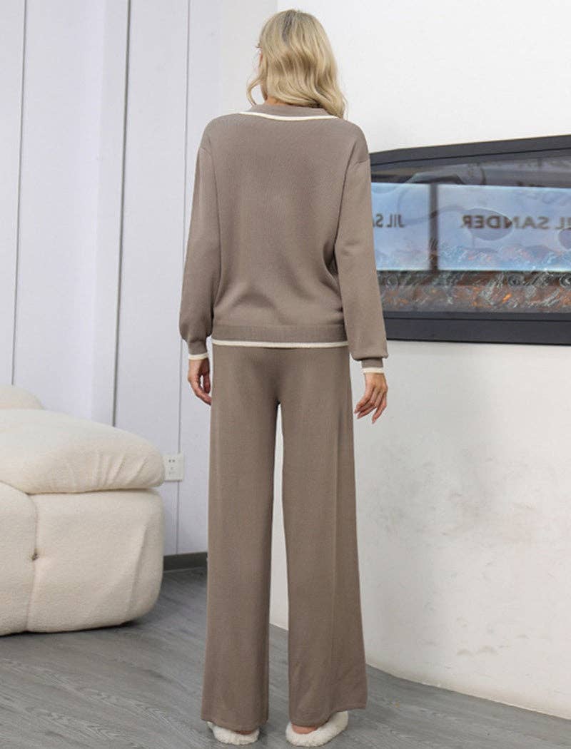 AZSHOP Trading LLC - Wholesale Lounge Set - Women's - Button-Up Trimmed Loungewear Set5
