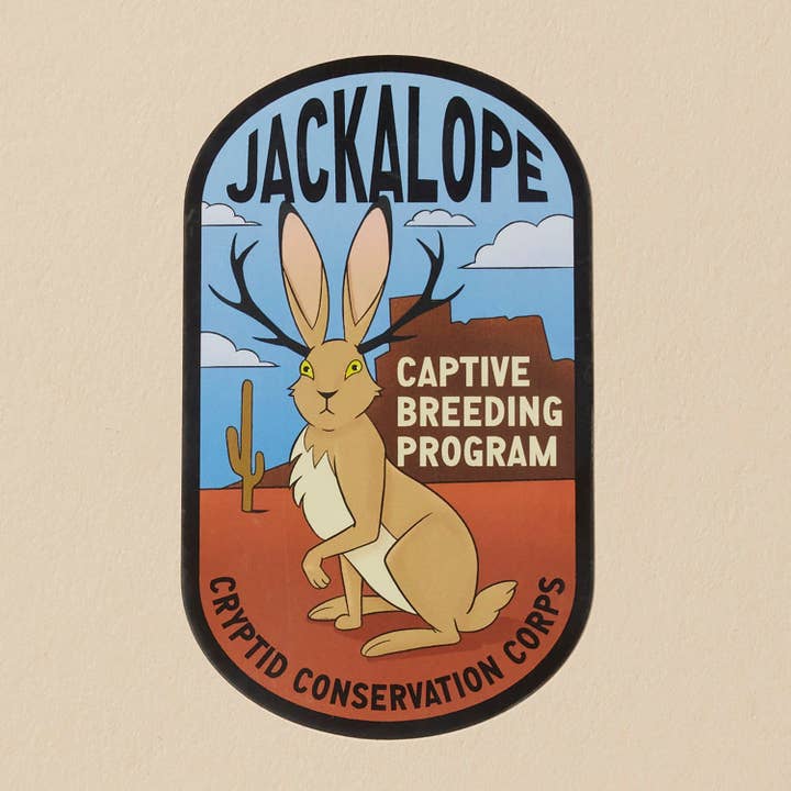 Jackalope Captive Breeding Program Sticker for wholesale by Dissent Pins