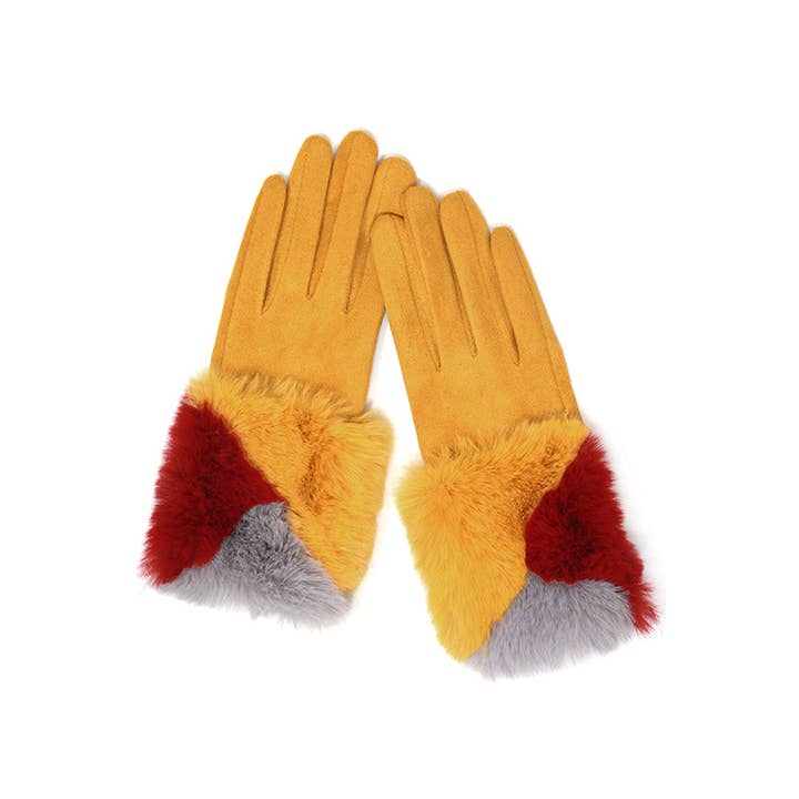 Hana - Wholesale Gloves - Women's - Suede with color faux fur cuff smart gloves4