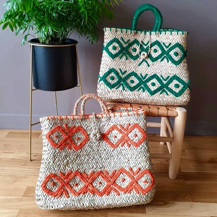 MIRAMAR Store - Vendita all'ingrosso Borsa tote - Donna - Borse in paglia marocchina tessute a mano con motivi geometrici