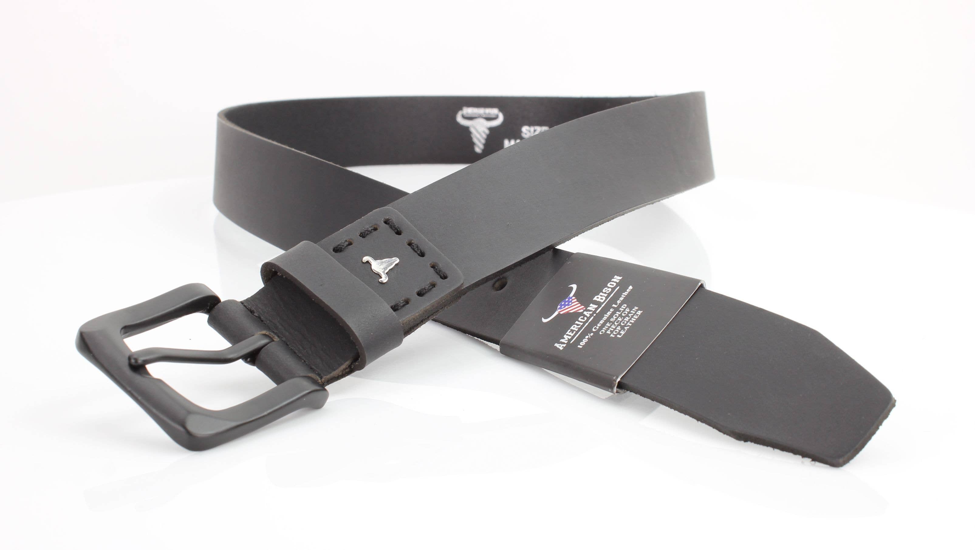 Leather Impressions Inc - Vente Ceinture – unisexe - Ceinture en cuir classique avec coutures fines et logo - ABB 01017