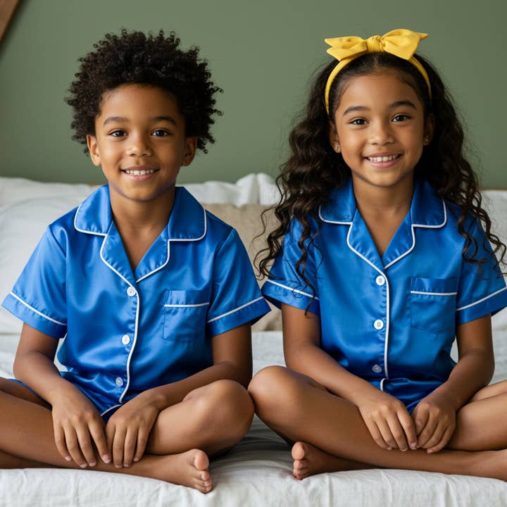 The Blissful - Wholesale Sleepwear set – Kids - Luxury Satin Flower Kids Pyjamas Set 1