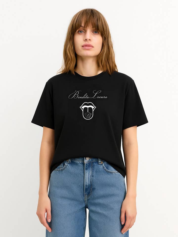 Women's T-shirt Blessed Madness III by Loco Monky Black for wholesale by LOCO MONKY