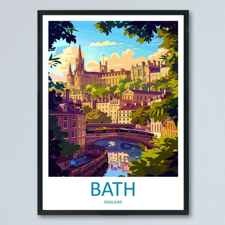 Bath Travel Print Wall Art Bath Wall Hanging Home Décor Bath Gift Art Lovers England Art Lover Gift Bath City England Travel Art Gift for wholesale by TravelzonaArt