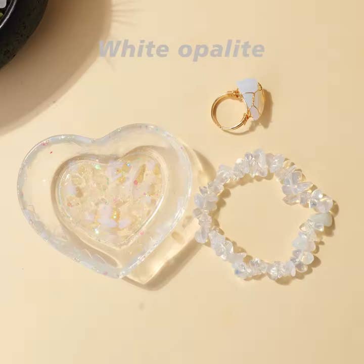 Crystolver (We Cover All Import Fees) - Wholesale Jewellery set - Resin Gemstone Heart Bowl Jewellery Set1