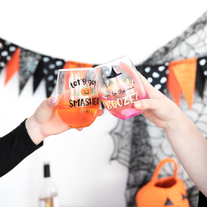Pearhead - Wholesale Wine Glass - Let’s Get Smashed Halloween Stemless Wine Glass3