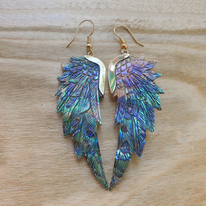 Feather Tribe - Wholesale Dangle earrings - Abalone SuperWing Earrings